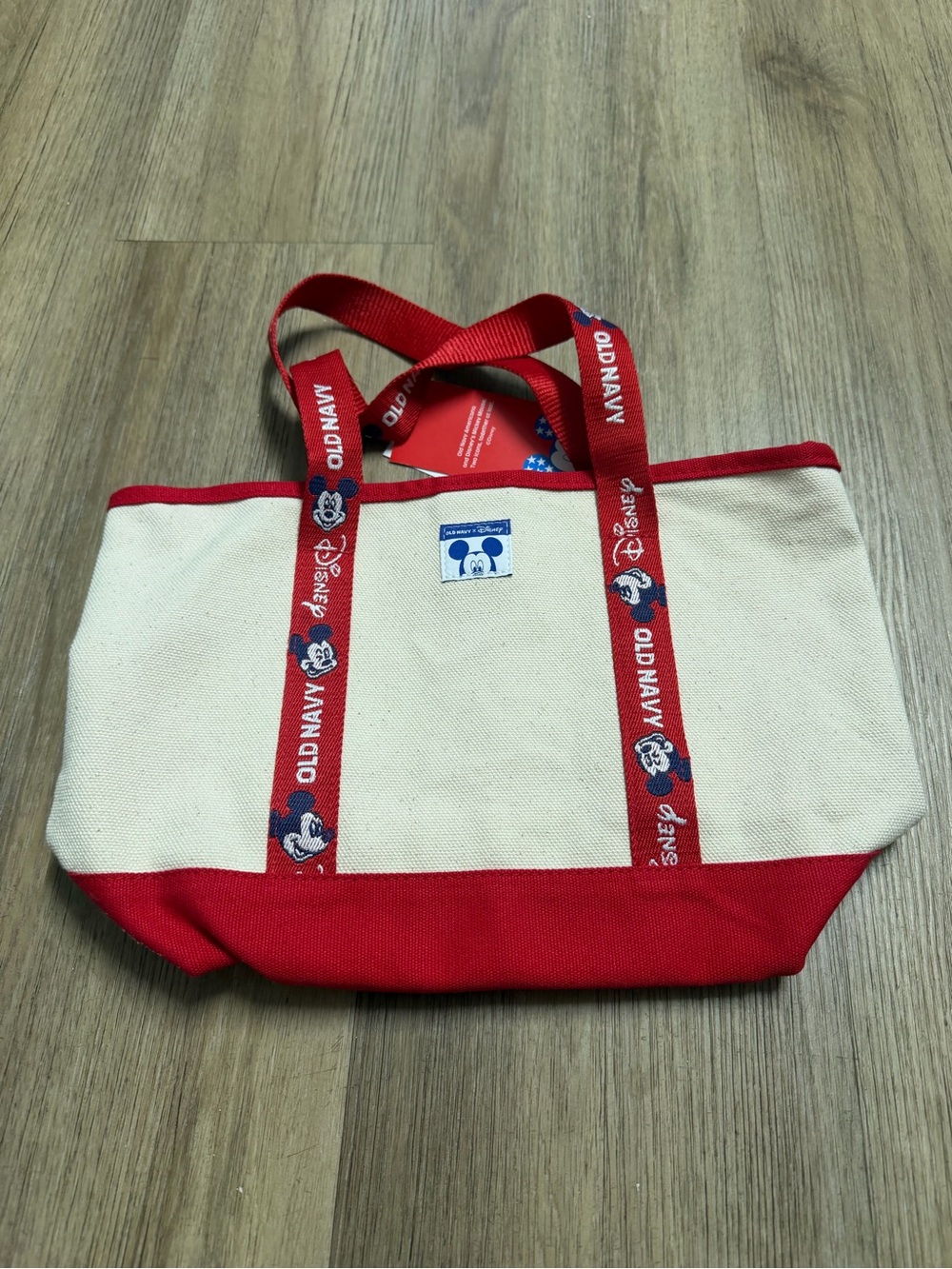 Old Navy Red & Cream Canvas Mickey Tote